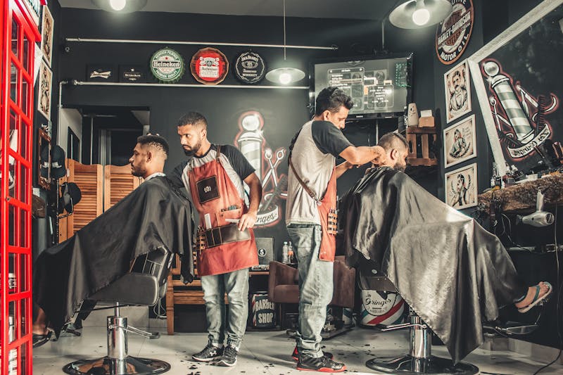 Professional Barber Cutting Hair