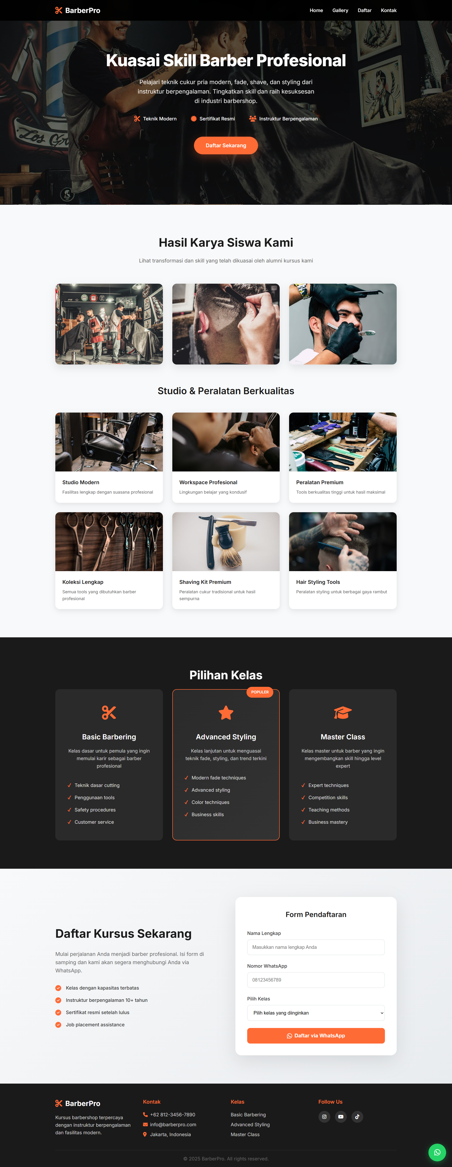 Demo Website Barber Course