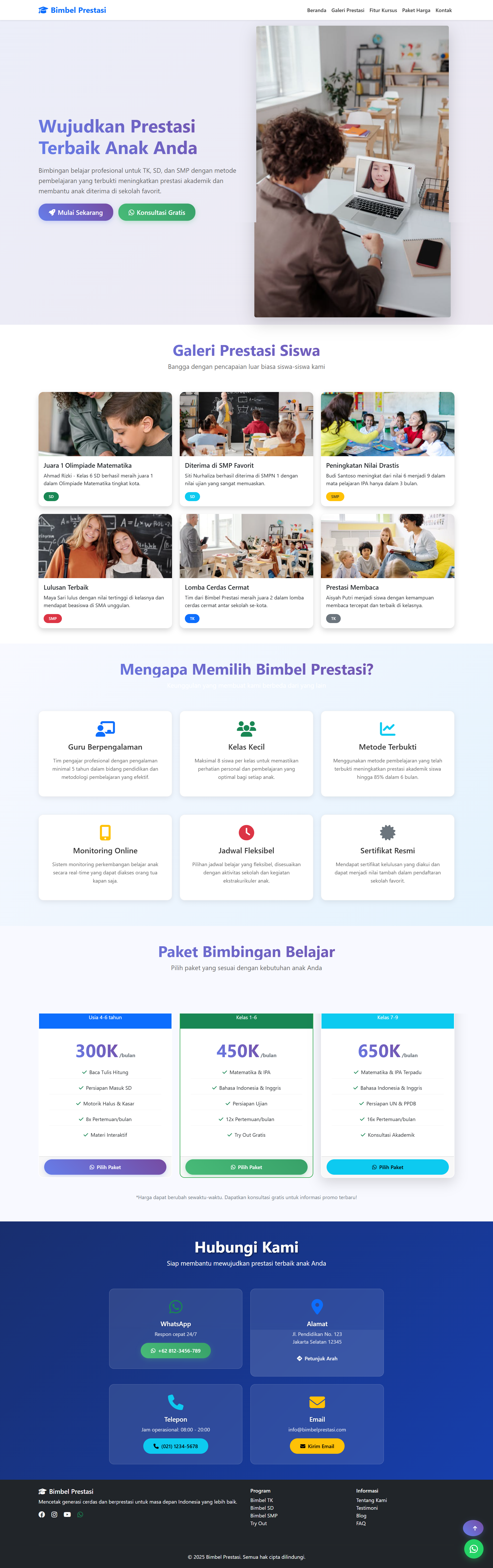 Demo Website Bimbel Prestasi