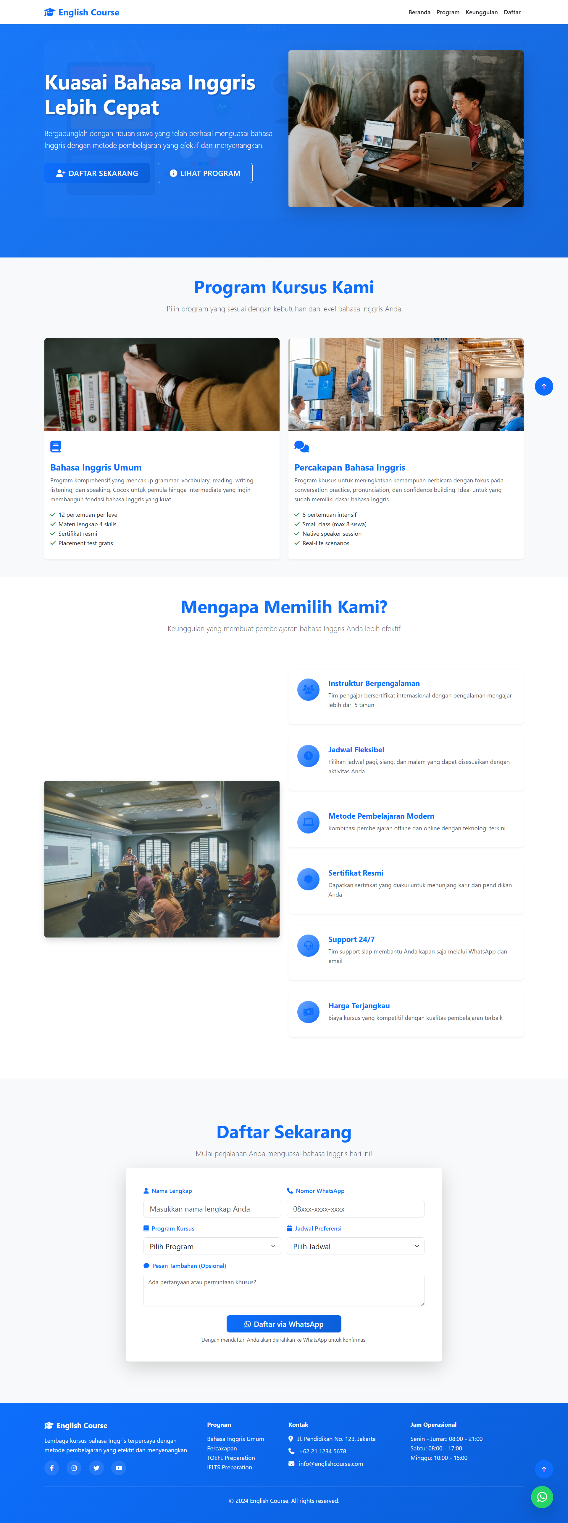 Demo Website English Course
